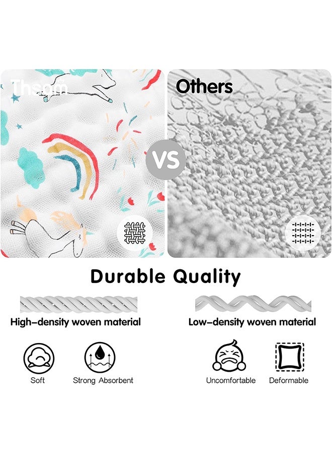 ٥ قطع مناشف وجه للأطفال من الموسلين، مقاس ٣٠×٣٠ سم، ٦ طبقات، مربعات موسلين ناعمة، ١٠٠٪ قطن، مناسبة لحديثي الولادة. - Image 2